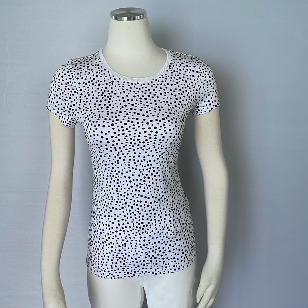 NWT WHBM SS Pima Cotton T Polka Dot XSmall